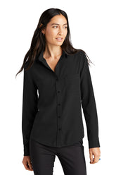 Mercer+Mettle® Women's Stretch Crepe Long Sleeve Camp - Deep Black - XS